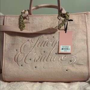 Juicy Couture Blush Pink Tote with Crystal and Gold Accents